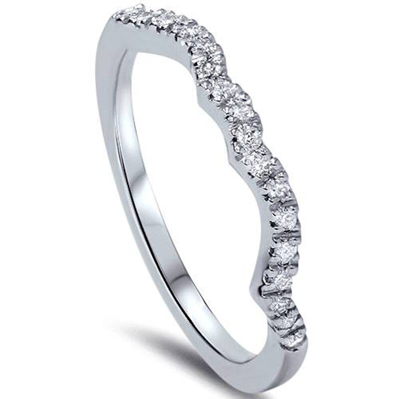 1/6ct Curved Diamond Wedding Ring White Gold
