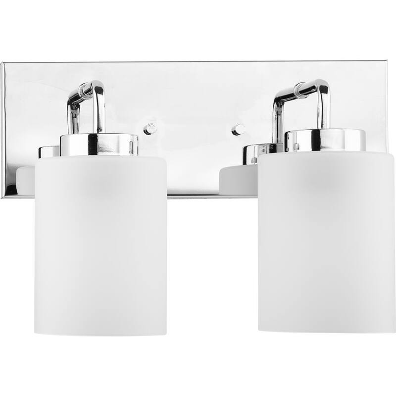 Merry Collection Two-Light Polished Chrome and Etched Glass Transitional Style Bath Vanity Wall Light - 12 in x 5.75 in x 8.25 in