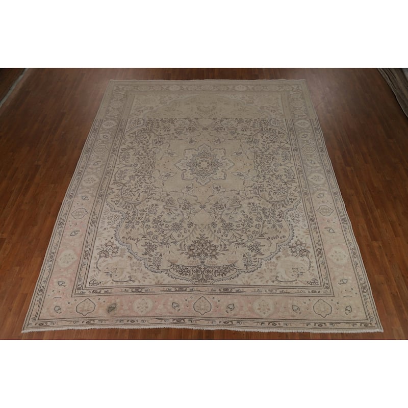 Floral Tabriz Persian Rug Handmade Traditional Wool Carpet - 9'7"x 11'10"