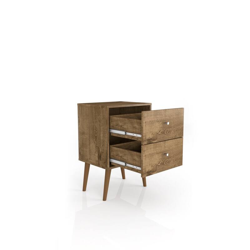 Liberty Mid Century Modern Black Nightstand 2.0 with 2 Extension Drawers