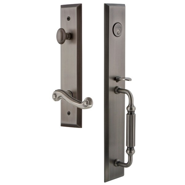 Grandeur FAVFGRNEW_ESET_234_LH Fifth Avenue Solid Brass Rose Left Handed Keyed Entry Single Cylinder Full Plate "F" Grip