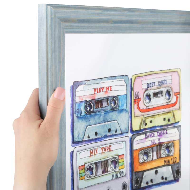 ArtToFrames Rustic Waves 8x20 Inch Picture Frame, 1.50 Inch Wood Poster Frame Available in Multiple Colors (56673-8x20) - Deep Periwinkle - 8x20