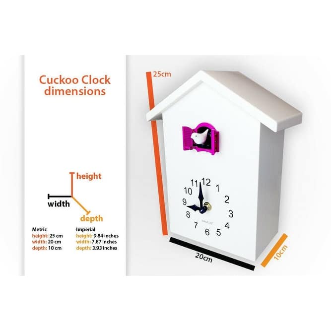Walplus White Minimalist Cuckoo Clock Colorful Window 4 Changeable Birds