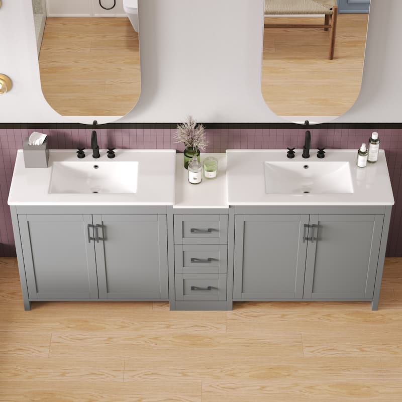Christopher Knight Home - Vesper Ceramic Dual Sink 84" Vanity
