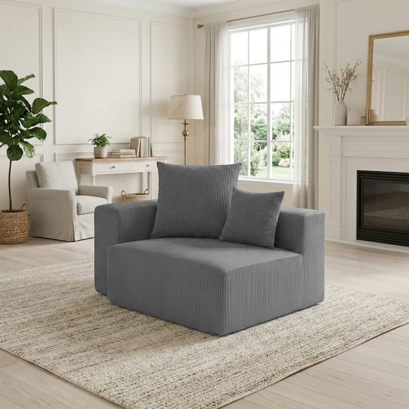 51"W Oversized Modular No Assembly Corduroy Accent Corner Chair