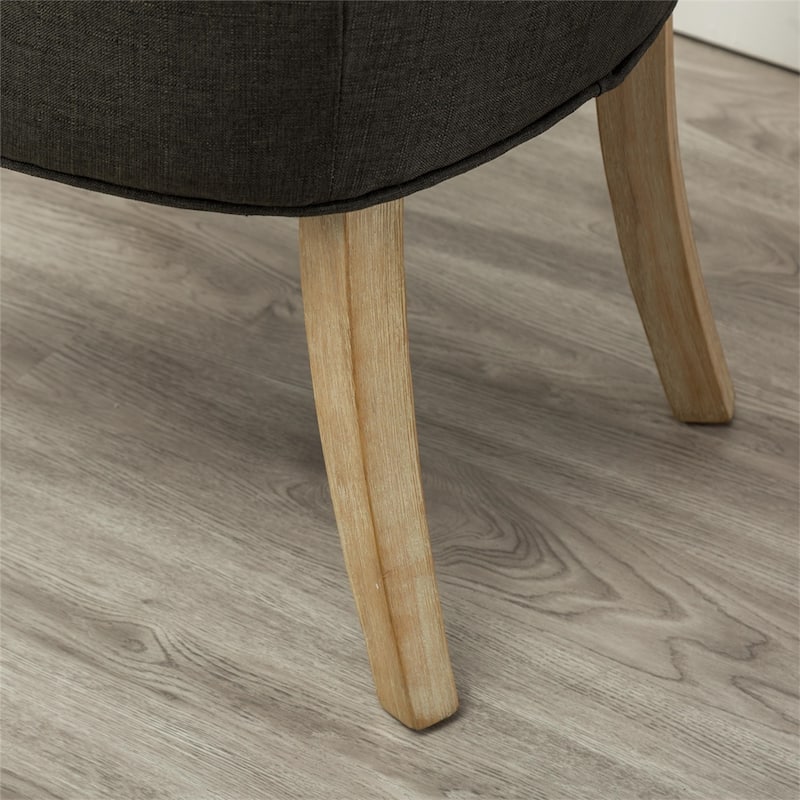 Tufted Wood Dining Chairs with Nail Heads and Legs (Set of 2)
