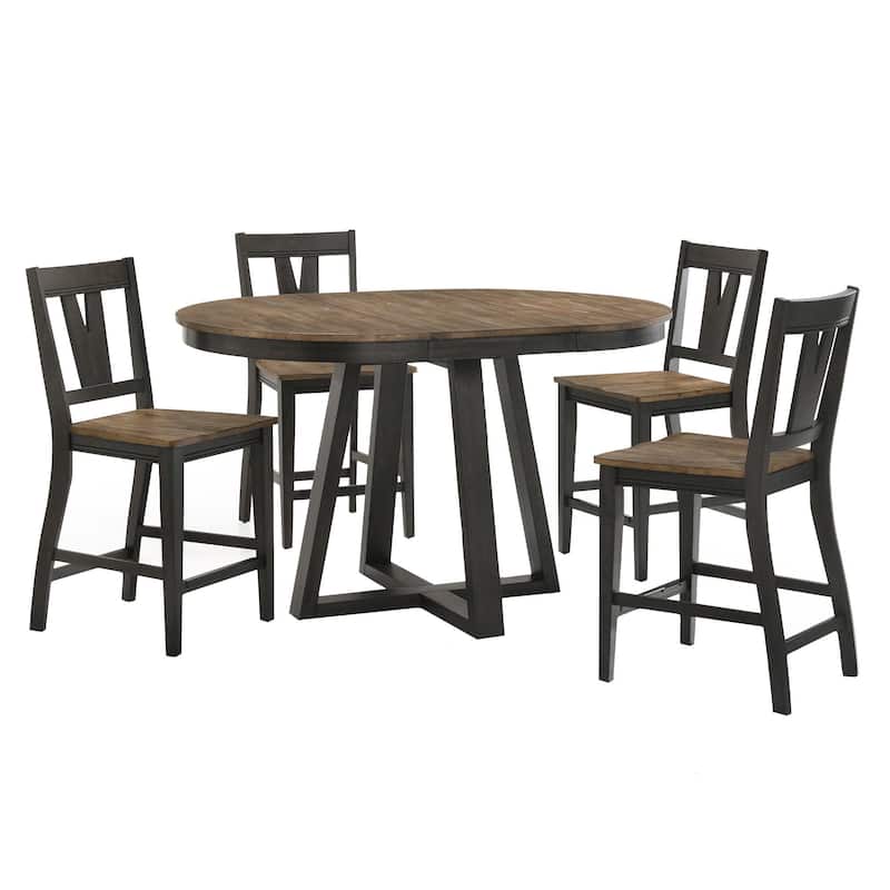 Harper Counter Stool with Splat Back and 4 Legs, Brushed Brown & Pecan, Set of 2