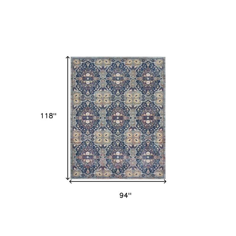 Power Loomed Distressed Floral Traditional Non Skid Area Rug - 118' X '94' X '0.5