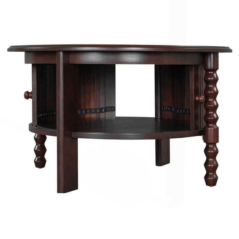 Vintage Round Coffee Table with Practical Storage for Various Rooms