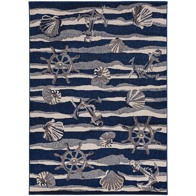 Domani Luxe Nautical Outdoor Area Rug - 23" x 45" - Blue
