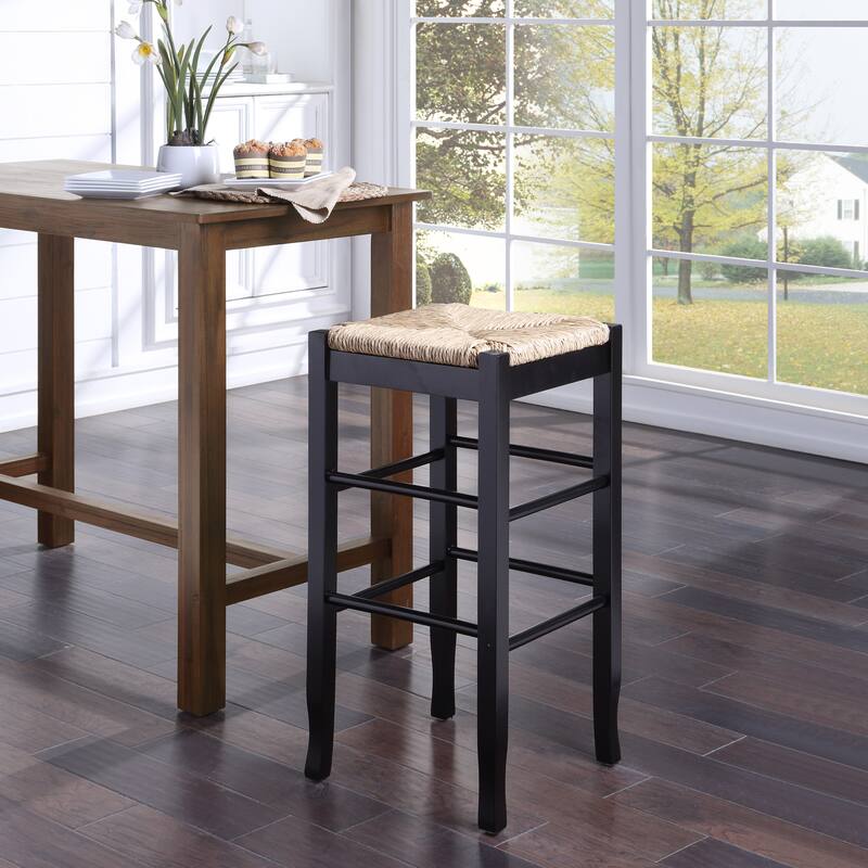 Slaot Woven 29-inch Square Bar Stool - Black