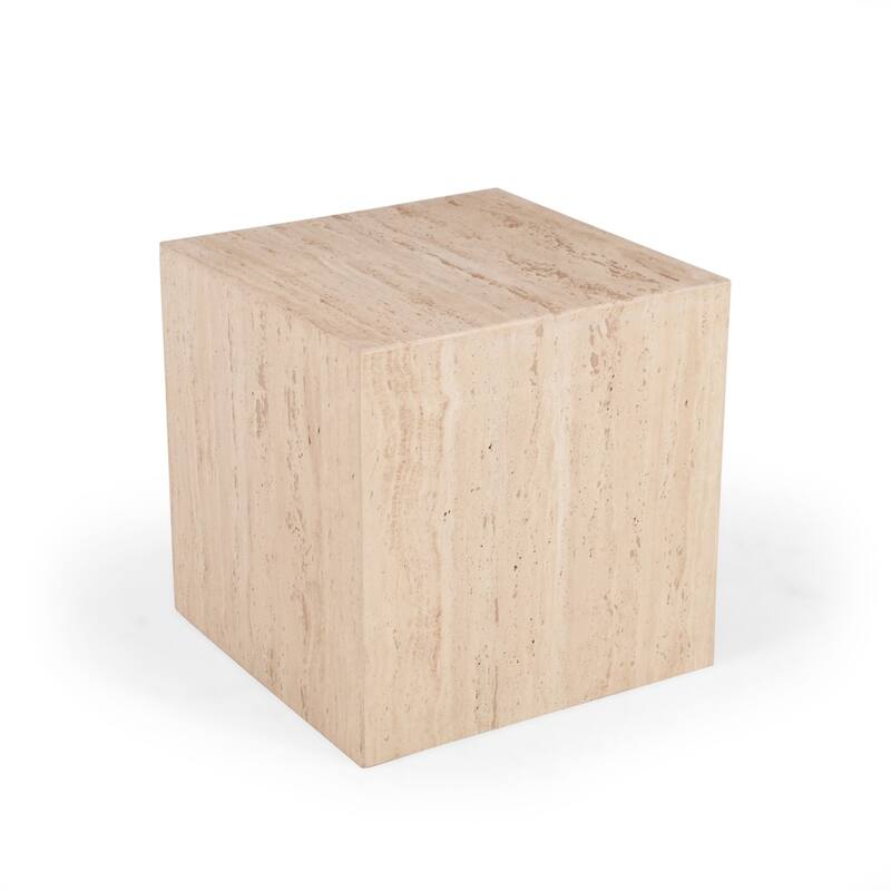 Geometric Cuboid Side Table - 18" - Beige