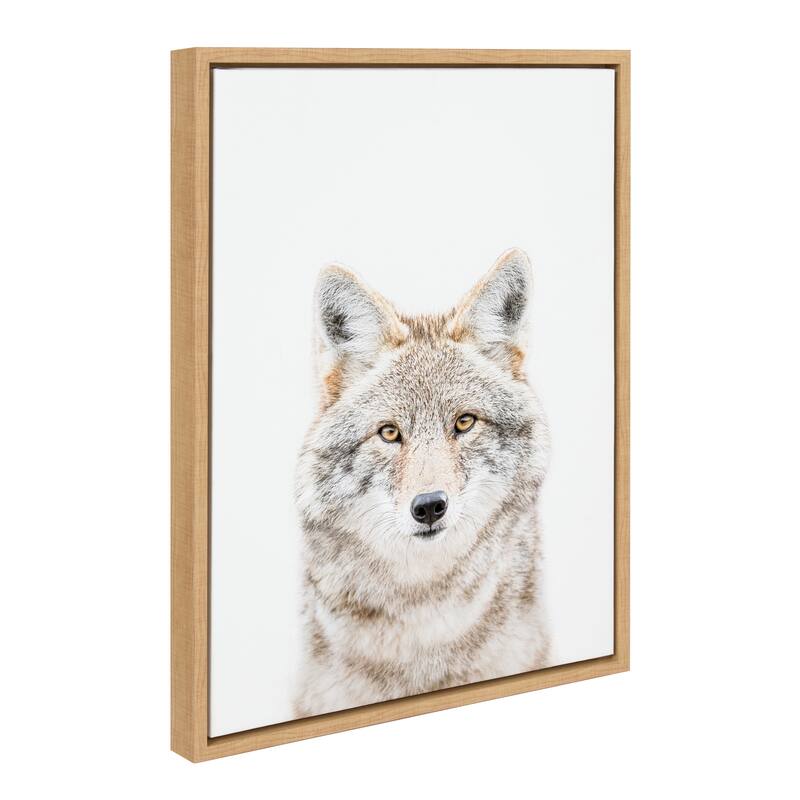 Kate and Laurel Sylvie Wolf Portrait Framed Canvas by Amy Peterson Art Studio - 18x24 - Brown