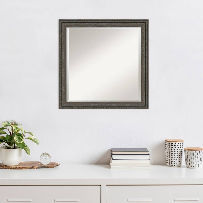 Upcycled Beveled Wood Framed Wall Mirror