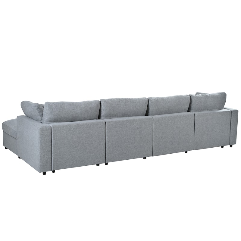 U-Shaped Modular Design Chenille Fabric Sectional Sofa with 2 Movable Ottomans