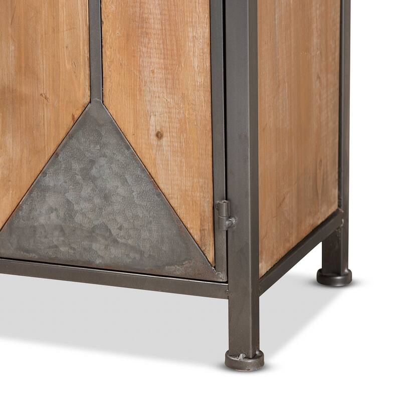 Laurel Grey Metal and Oak Brown Finished Wood 3-Drawer Storage Cabinet