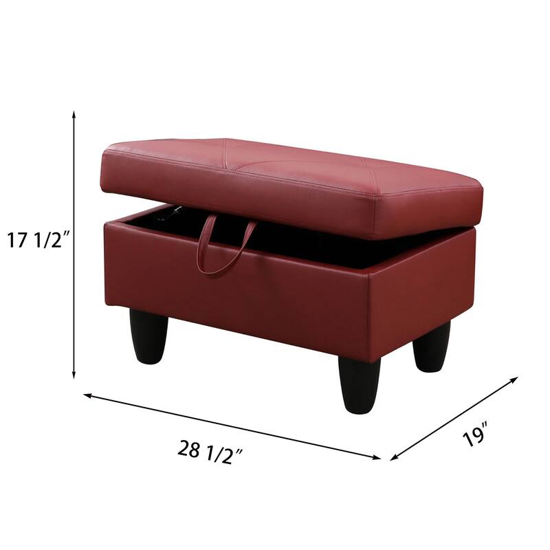 Statement Red PU Storage Ottoman Footstool