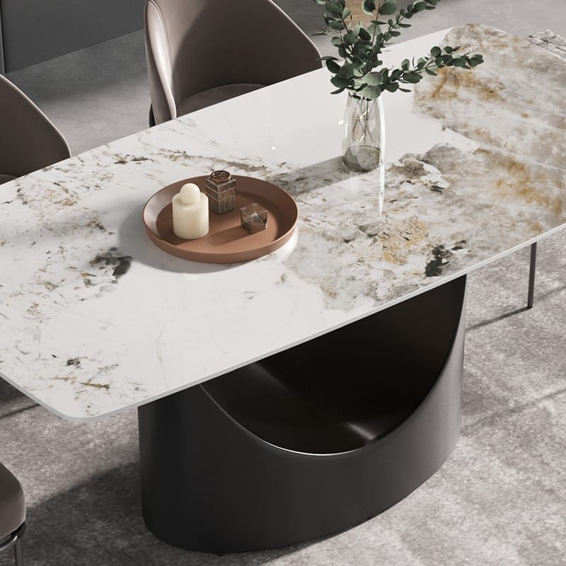 71'' Modern Artificial Marble Dining Table with Carbon Steel Base