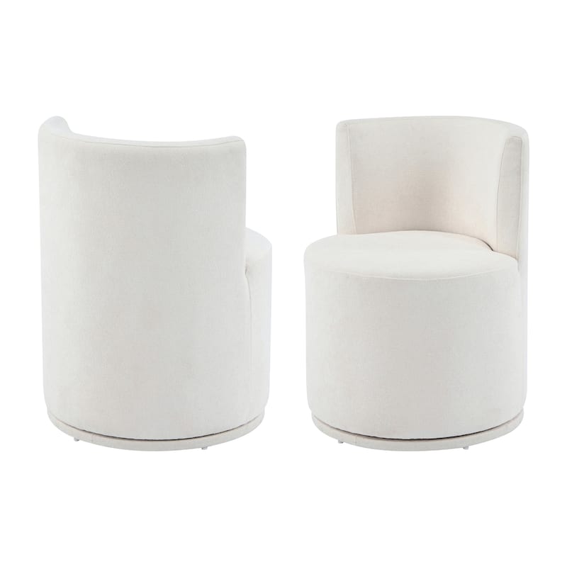Roomfitters Modern Swivel Upholstered Side Chair for Vanity or Living Room, Beige Fabric - Set of 2