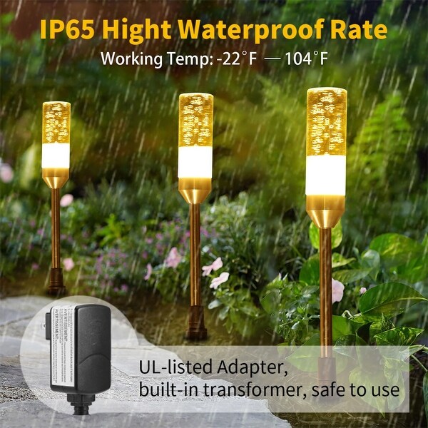 6 Pcs 4.8W Garden Lights AC Plug 12V Low Voltage Landscape Lighting 570 Lumens Extendable IP65 Waterproof Path Lights Warm White