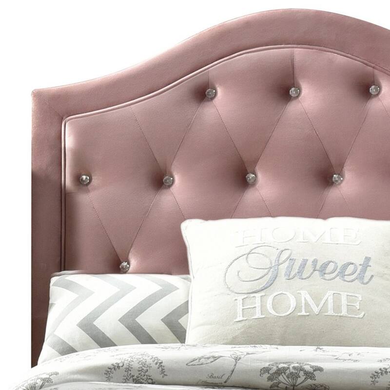 Full Bed with Button Tufted Arched Headboard, Pink