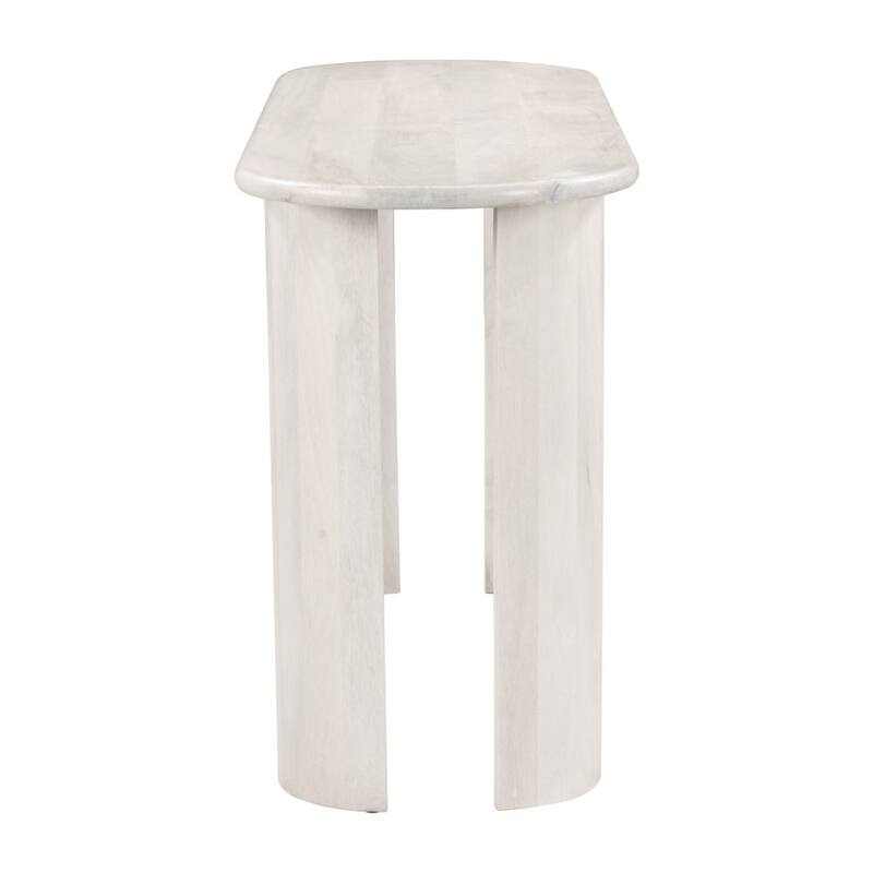 HomeRoots 58" White Solid Wood Oval Console Table - 58.00 in. x 29.90 in. x 19.00 in.