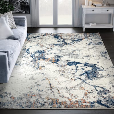 Abani Casa Abstract Grey Washed Out Area Rug