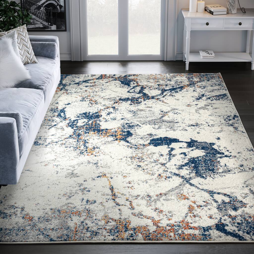 Abani Casa Abstract Grey Washed Out Area Rug