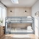 preview thumbnail 1 of 45, Artsy Solid Wooden Twin over Twin Bunk Bed with Ladder, Upper and Bottom Bed Platforms crafted with Strengthened Slats Grey