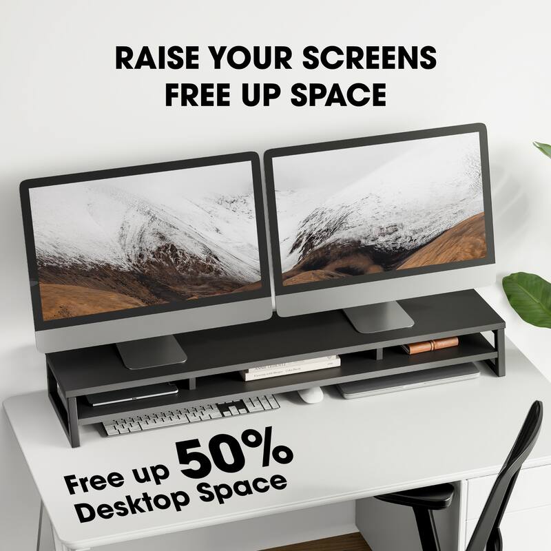 Fenge Dual Monitor Stand Riser for Desk, 42.5in Large Monitor Stand for 2 Monitor - 42.5x9.2x5.4 inches