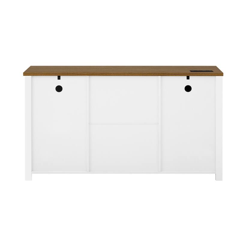 55.1-Inch Sideboard with Storage, Farmhouse Storage Cabinet with Sliding Barn Doors and 4 Drawers, Wood Buffet Table
