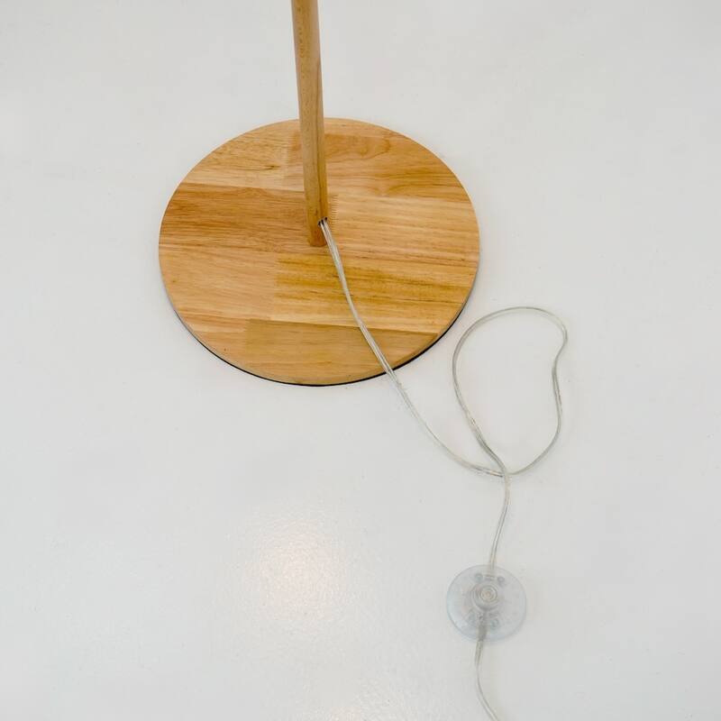 Layla Natural Wood Floor Lamp with Linen Drum Shade