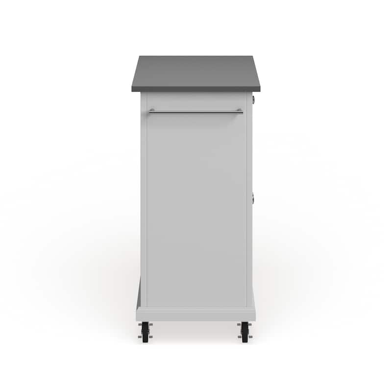 Crosley Compact White Wood Portable Kitchen Cart/ Island with Stainless Steel Top - 18"d x 31"w x 35.5"h