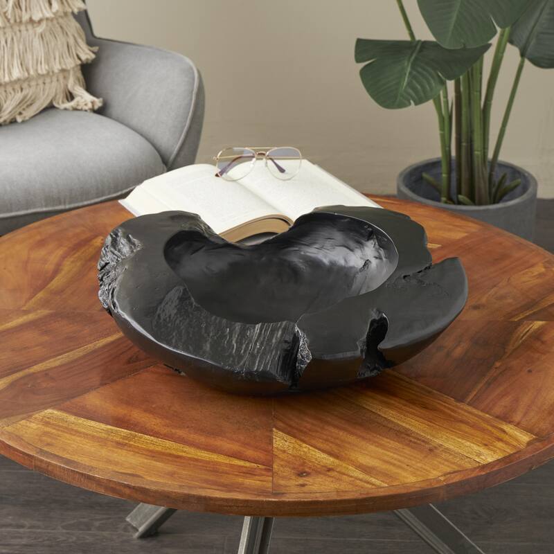 Teak Wood Handmade Live Edge Decorative Bowl - Black - Roche River Decor
