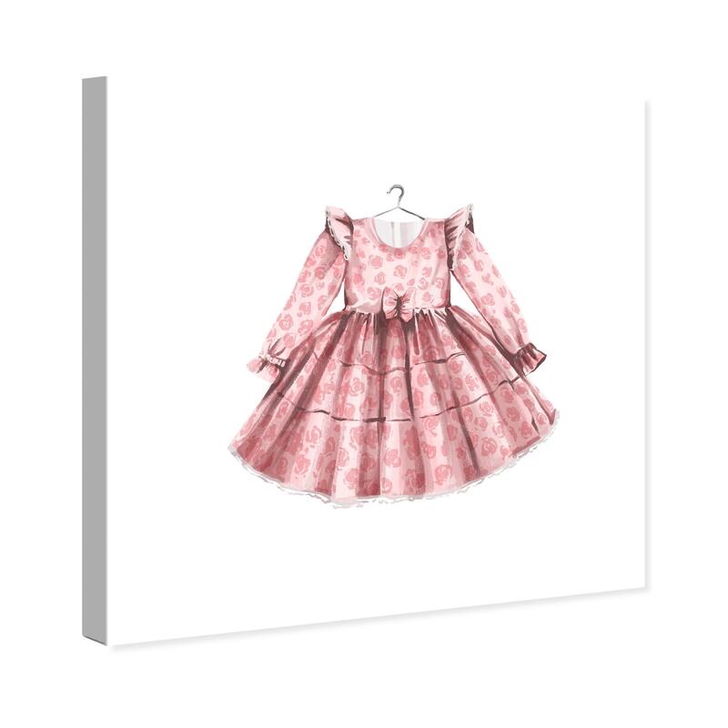 Wynwood Studio Canvas Fashion and Glam Petite Floral Dress Pink and Rose Pink Traditional Wall Art Canvas Print