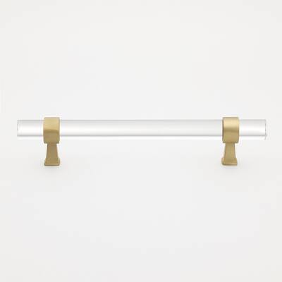 GlideRite 5-Pack 6-1/4 in. Center Clear Acrylic Satin Gold Pulls - Satin Gold
