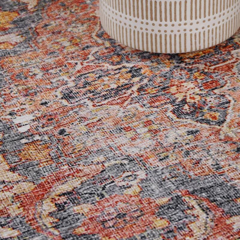 Superior Huda Distressed Rustic Oriental Medallion Indoor Area Rug