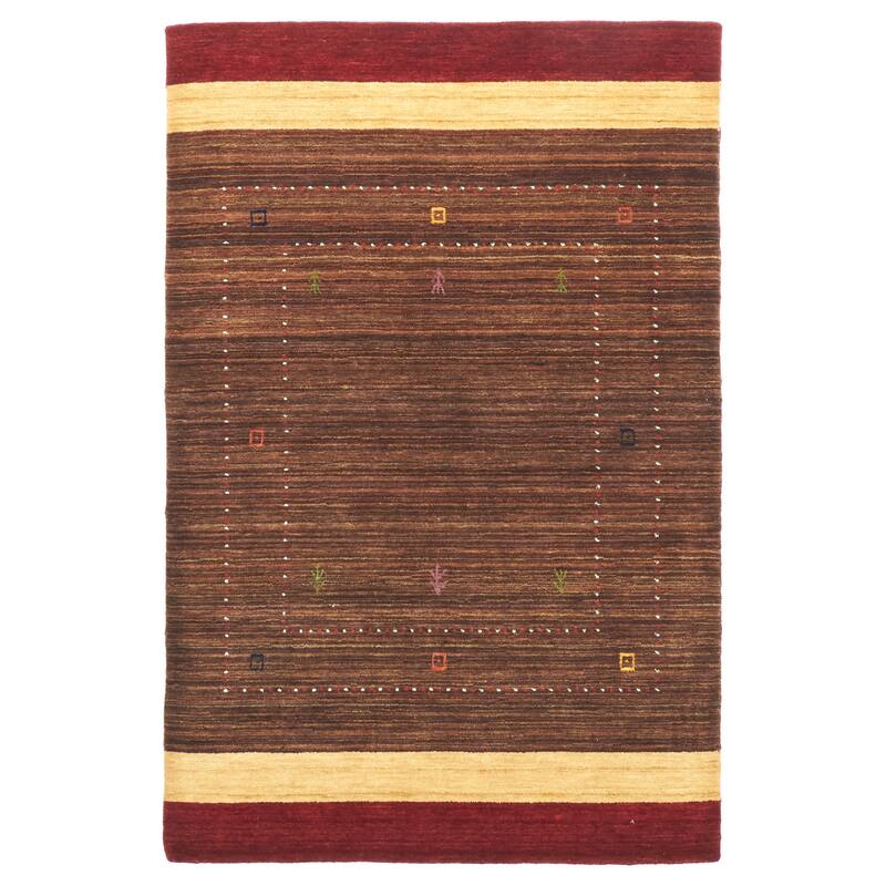 ECARPETGALLERY Hand Loomed Kashkuli Gabbeh Dark Brown Wool Rug - 4'0 x 6'1
