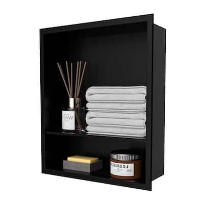 Stainless Steel 18 Gauge Black Square Recessed Shower Niche 12.6"x12.6"