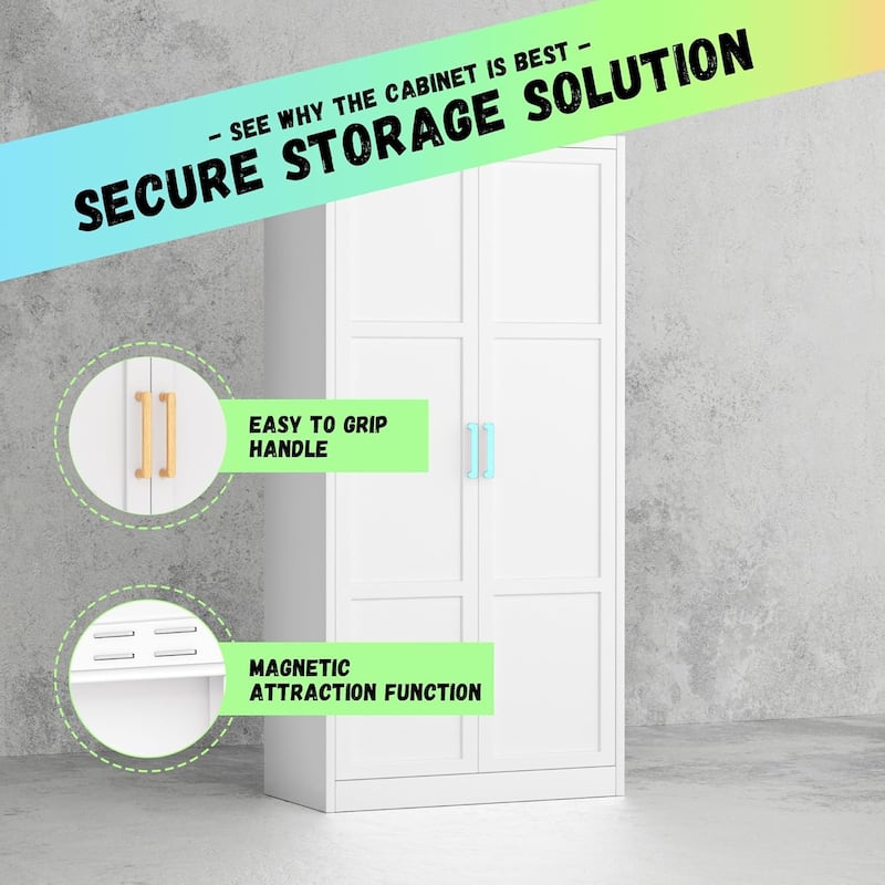 71'' - 72'' Tall Wardrobe Armoire Clothing Closet Storage Cabinet with Hanging Rod and Adjustable Shelves