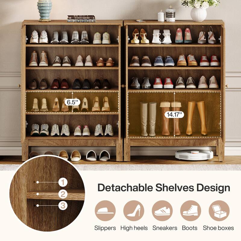 5-Tier Adjustable Shoe Cabinet with Doors for 20 Pairs