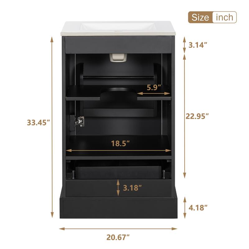 20 Inch Bathroom Vanity with Ceramic Sink