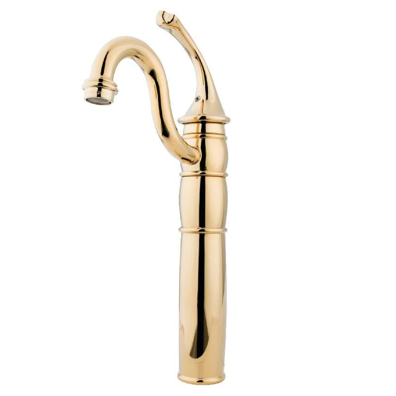Kingston Brass Georgian Vessel Faucet with Deck Plate and Metal Lever - Polished Brass
