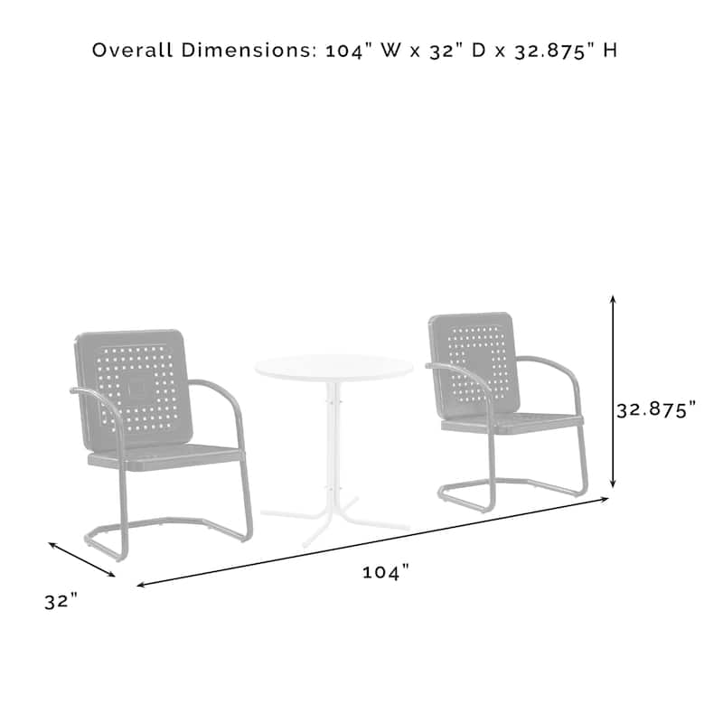 Crosley Bates 3Pc Outdoor Metal Bistro Set - 32"x104"x35"