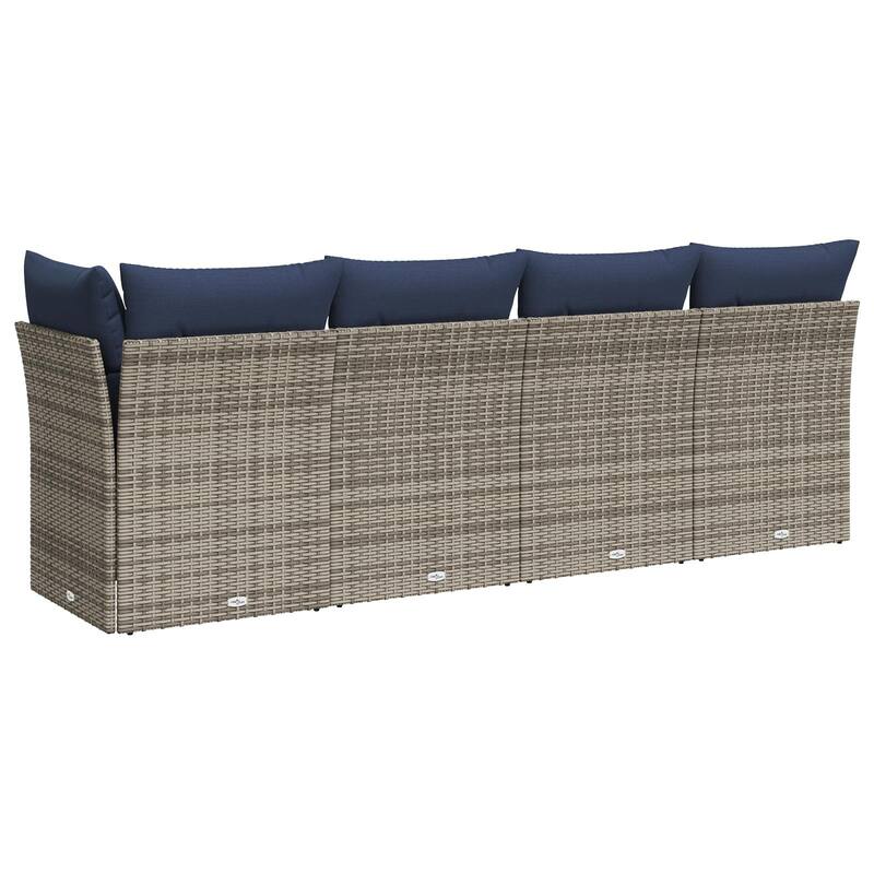 vidaXL Patio Sofa with Cushions Outdoor Seating Poly Rattan Black/Gray/Brown