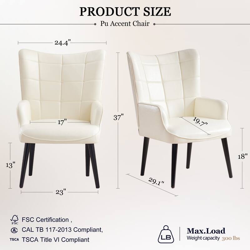 High-back Tufted Accent Chair Set of 2 Cream/ Brown/ Taupe