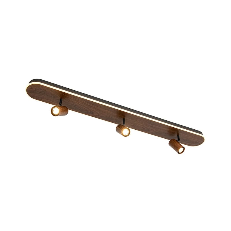 Farmhouse Wood LED Oval Linear Adjustable Spotlight Flush Mount