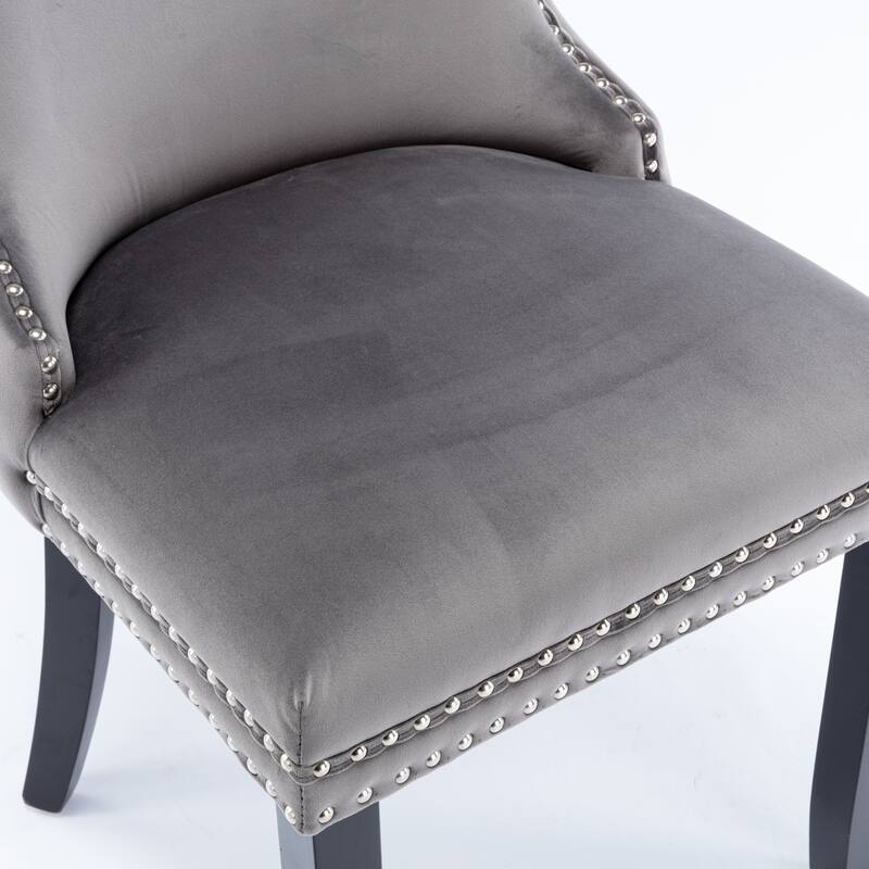 Dining Chairs, Dining Room Chair Set of 2, Upholstered Wing-Back Dining Chair with Backstitching Nailhead Trim & Solid Wood Legs