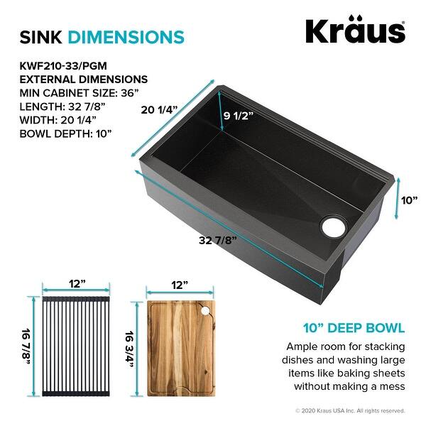 KRAUS Kore Workstation Farmhouse Apron Stainless Steel Kitchen Sink