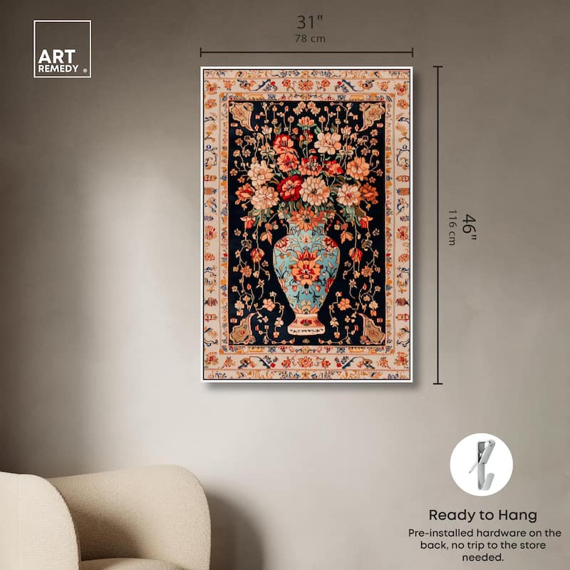 Persian Vase and Flowers II Canvas by Art Remedy